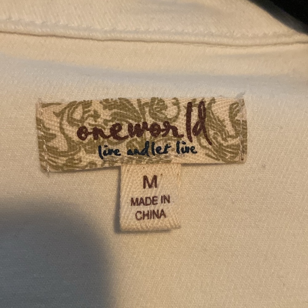 One World Denim Button Front Jacket White Size M New - Picture 6 of 14